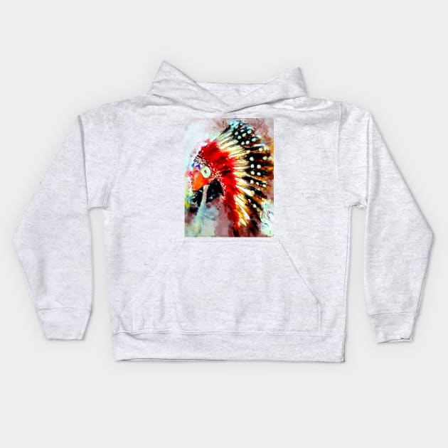 Watercolor Native American Kids Hoodie by danieljanda